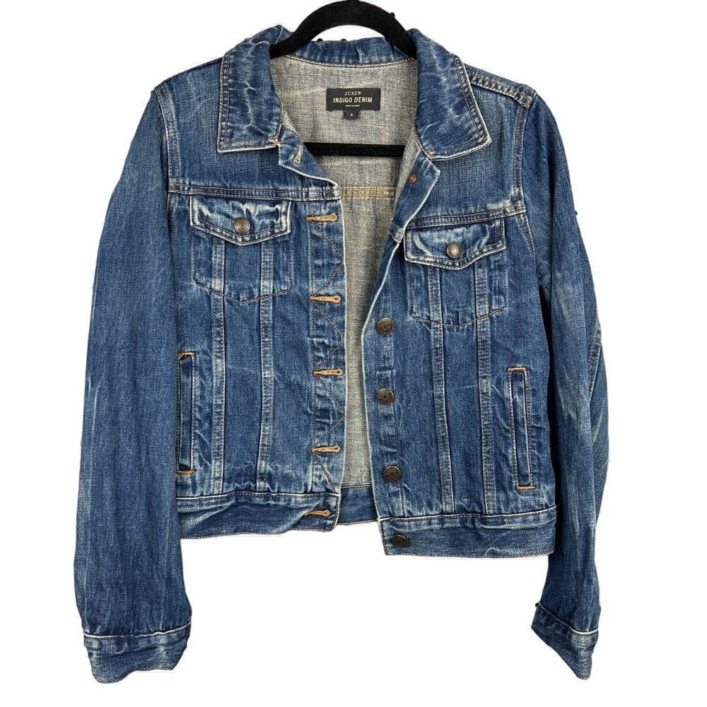 J Crew 100% Cotton Indigo Denim Jacket Size S - Picture 2 of 8